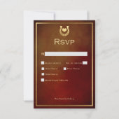 Cartons Réponse Western Rustic Horseshoe Dîner Bourgogne & Or (Devant)