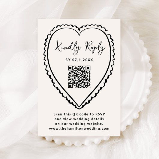 Cartons Réponse Whimsical Black Heart QR Code Wedding