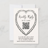 Cartons Réponse Whimsical Black Heart QR Code Wedding (Devant)