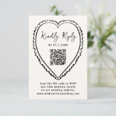 Cartons Réponse Whimsical Black Heart QR Code Wedding (Debout devant)