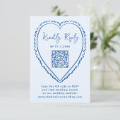Cartons Réponse Whimsical Blue Heart QR Code Wedding (Debout devant)