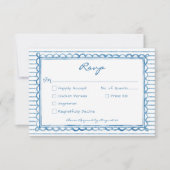 Cartons Réponse Whimsical Blue Watercolor Stripe Wedding (Devant)