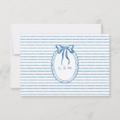 Cartons Réponse Whimsical Blue Watercolor Stripe Wedding (Dos)