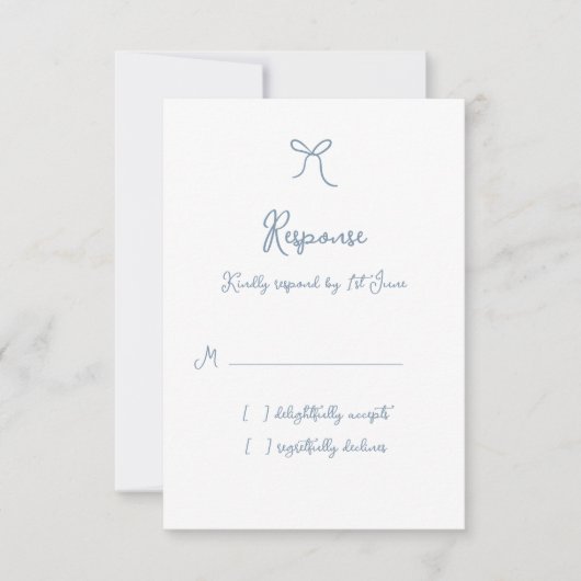 Cartons Réponse Whimsical Bow Dusty Blue Mariage (Devant)