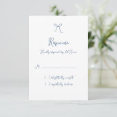 Cartons Réponse Whimsical Bow Dusty Blue Mariage (Debout devant)