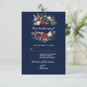 Cartons Réponse Whimsical Burgundy Blush Flowers Mariage bleu mari (Debout devant)