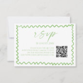 Cartons Réponse Whimsical Citrus Green Wavy Border QR Code Wedding (Devant)