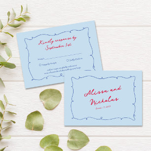 Cartons Réponse Whimsical Colorful Wavy Border & Script Mariage