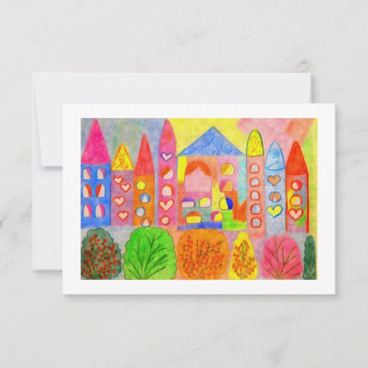 Cartons Réponse Whimsical Fairy Castle Town Holiday Response Card (Devant)