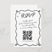 Cartons Réponse Whimsical Handdraw Code QR Mariage Correspondance  (Devant / Derrière)