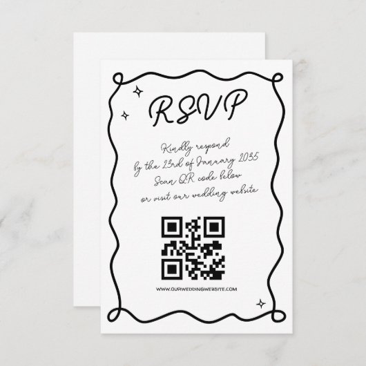 Cartons Réponse Whimsical Handdraw Code QR Mariage Correspondance (Devant / Derrière)