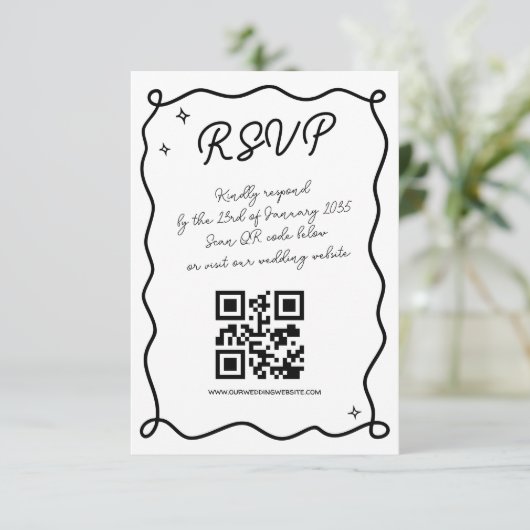 Cartons Réponse Whimsical Handdraw Code QR Mariage Correspondance (Debout devant)