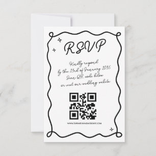 Cartons Réponse Whimsical Handdraw Code QR Mariage Correspondance
