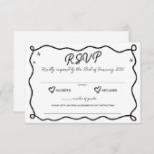 Cartons Réponse Whimsical Handdraw Hearts Mariage Correspondre (Devant / Derrière)