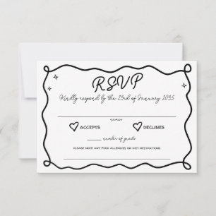 Cartons Réponse Whimsical Handdraw Hearts Mariage Correspondre