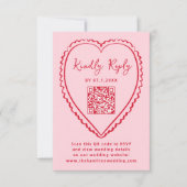 Cartons Réponse Whimsical Pink and Red Heart QR Code Wedding (Devant)