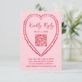Cartons Réponse Whimsical Pink and Red Heart QR Code Wedding (Debout devant)