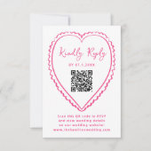Cartons Réponse Whimsical Pink Heart QR Code Wedding (Devant)