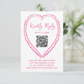 Cartons Réponse Whimsical Pink Heart QR Code Wedding (Debout devant)