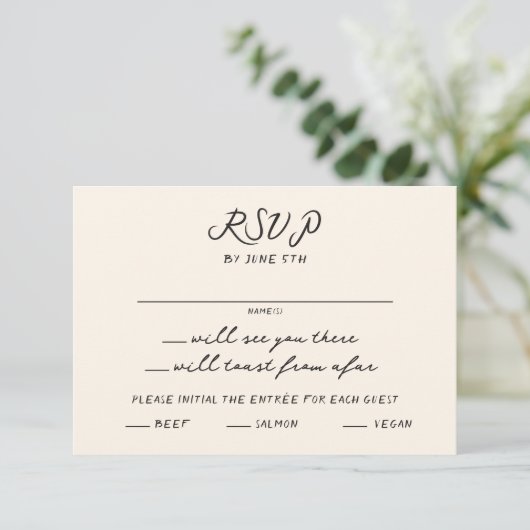 Cartons Réponse Whimsical Quirky Mariage manuscrit (Debout devant)