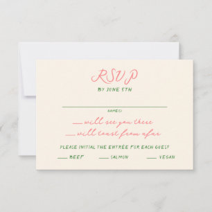 Cartons Réponse Whimsical Quirky Mariage manuscrit