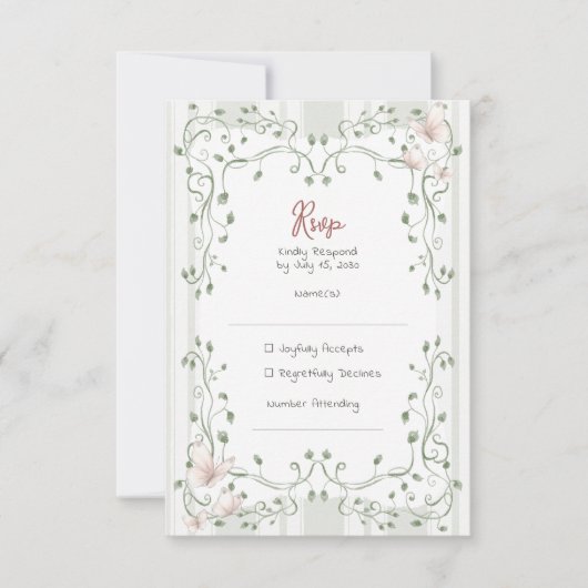 Cartons Réponse Whimsical Sage Greenery Wedding (Devant)