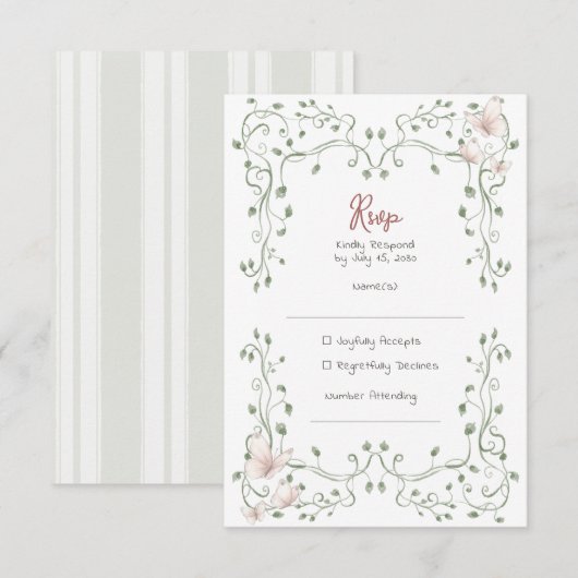 Cartons Réponse Whimsical Sage Greenery Wedding (Devant / Derrière)