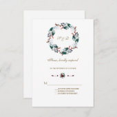 Cartons Réponse Whimsical Winter Holy Berries Wreath Mariage (Devant / Derrière)