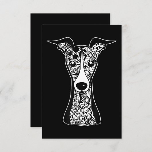 Cartons Réponse Whippet Lover | Art graphique italien Greyhound Fa (Devant / Derrière)