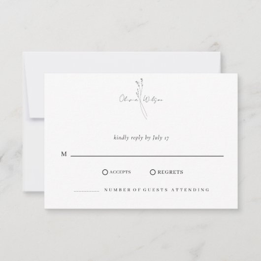 Cartons Réponse White Elegant Minimalist Botanical Wedding (Devant)