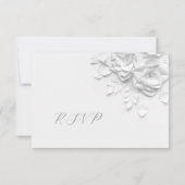 Cartons Réponse White Faux Paper Cut Roses Wedding (Dos)