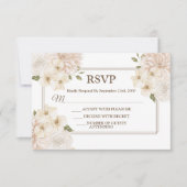 Cartons Réponse White Pink Floral Frame Modern Wedding Party (Devant)