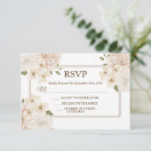 Cartons Réponse White Pink Floral Frame Modern Wedding Party (Debout devant)
