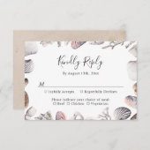 Cartons Réponse White Seashell Beach Sand Destination Mariage (Devant / Derrière)