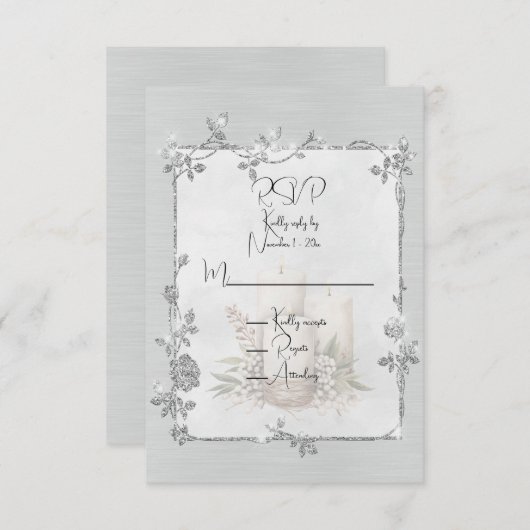 Cartons Réponse White Shiny Elegant Sparkly Frame (Devant / Derrière)