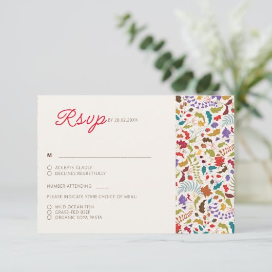 Cartons Réponse Wild Rose Woods Exotic Flower Garden Mariage (Debout devant)