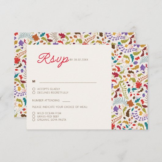 Cartons Réponse Wild Rose Woods Exotic Flower Garden Mariage (Devant / Derrière)