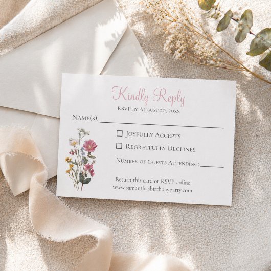 Cartons Réponse Wildflower Birthday Party