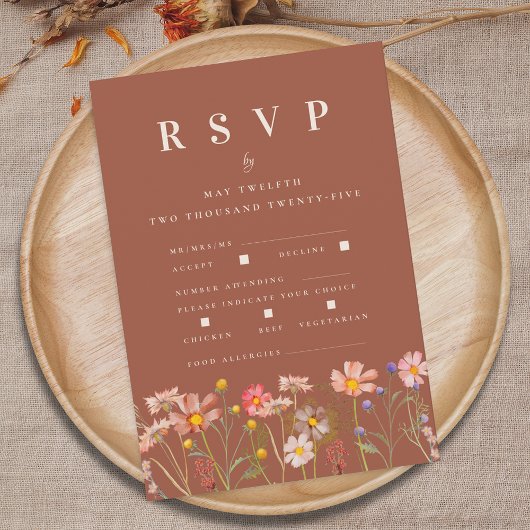 Cartons Réponse Wildflower Fall Terracotta Meal Options Wedding