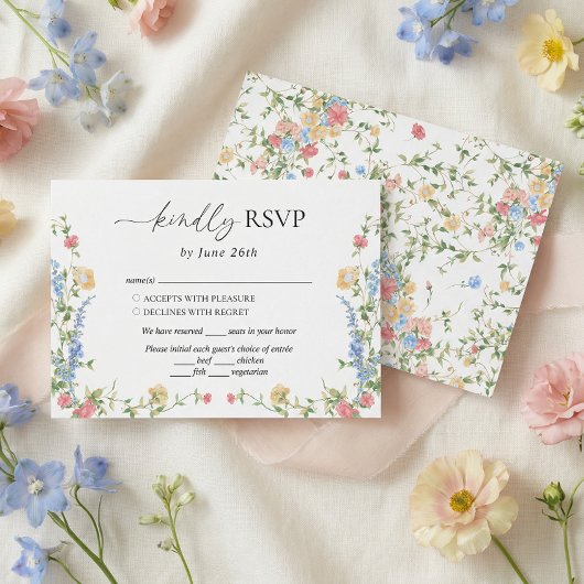 Cartons Réponse Wildflower Meadow Summer Wedding