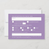 Cartons Réponse Wildflower meal option purple boho fall wedding (Dos)