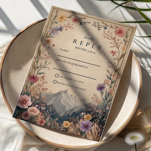 Cartons Réponse Wildflower Mountain Botanical Wedding