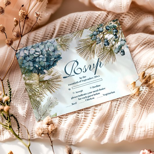 Cartons Réponse Winter Blue Floral Quinceañera