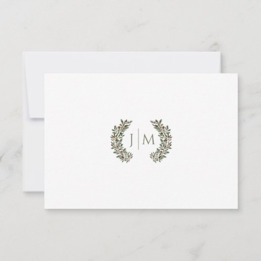 Cartons Réponse Winter Fir Branches Pinecone Wedding Response Card (Dos)