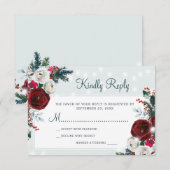 Cartons Réponse Winter merveilleuse Noël rouge mariage floral (Devant / Derrière)
