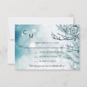 Cartons Réponse Winter Wonderland Blue Branch Mariage de neige