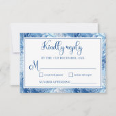 Cartons Réponse Winter Wonderland Blue Snowflakes Mariage (Devant)