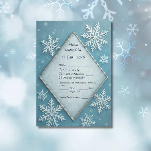 Cartons Réponse Winter Wonderland Blue Snowy Romantique mariage