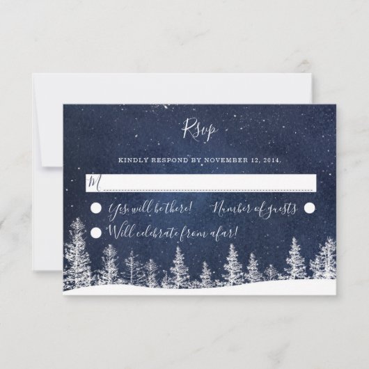 Cartons Réponse Winter Wonderland Starry Night Snow Forest Mariage (Devant)