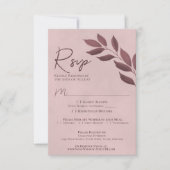 Cartons Réponse Wistful Leaves Dusty Rose Moderne Chic Wedding (Devant)